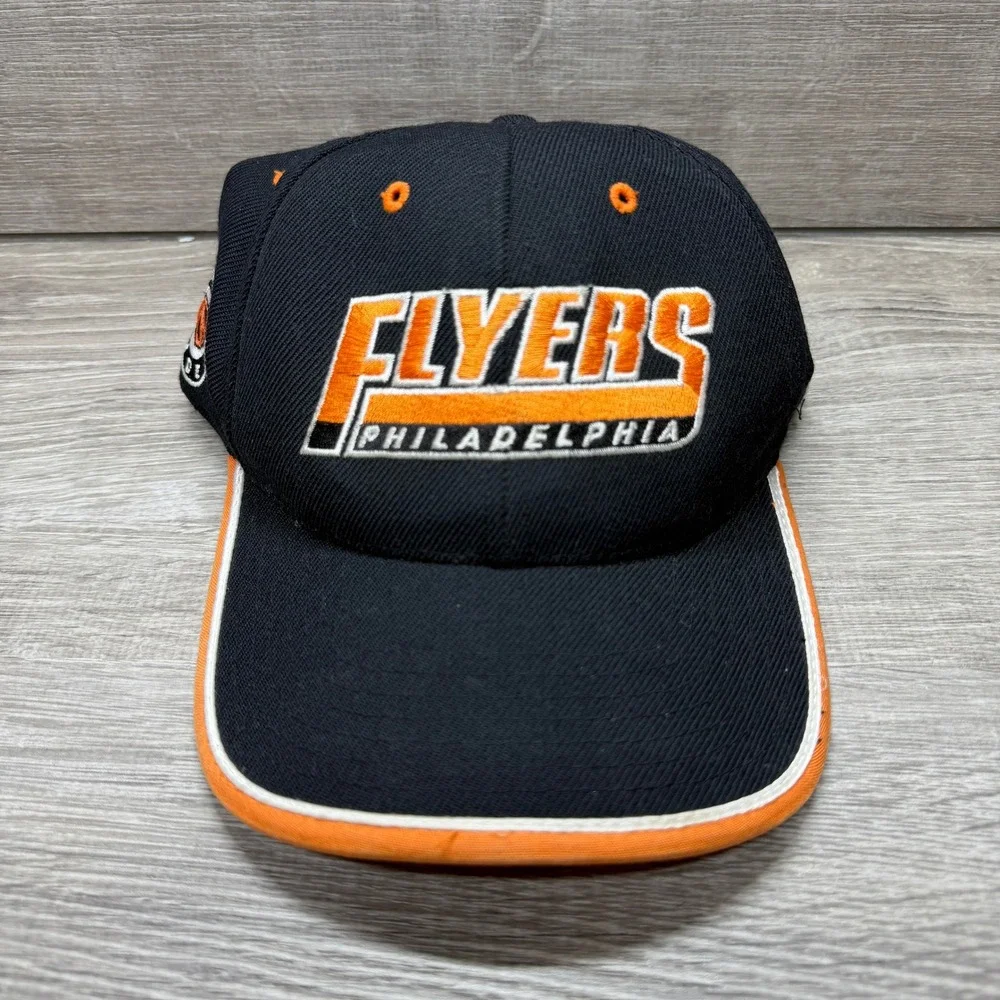 NHL Philadelphia Flyers Hat Mens OSFA Black Orange Center Ice Strapback Cap